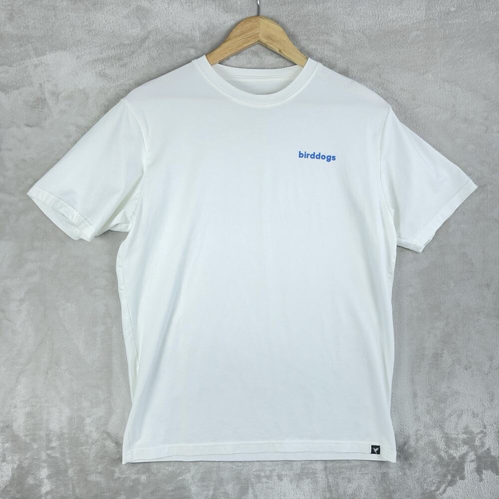 Birddogs Men's White Splatter Paint Hummingbird T Shirt Medium Soft